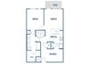 One bedroom one bathroom floorplan image at Jada Legacy Central Apartments in Plano, TX
